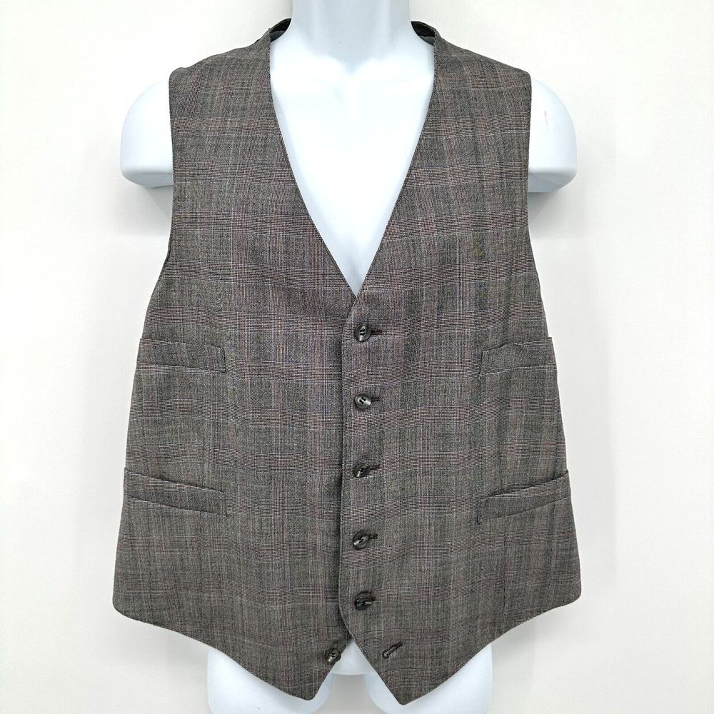 Vintage 70s Neiman Marcus Blazer Vest Mens Size 46 Extra Long Glenurquhart Check - Picture 9 of 16